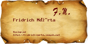 Fridrich Márta névjegykártya