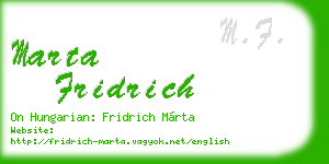 marta fridrich business card
