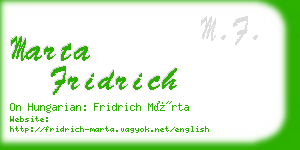 marta fridrich business card